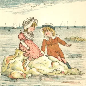 Regency Children on a Summer Beach Print Regency Children on a Summer Beach Print