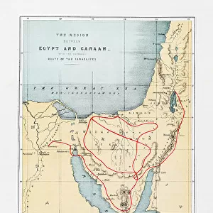The regions between Map of Egypt and Canaan (Route of the Israelites) Holy Land Maps 1860