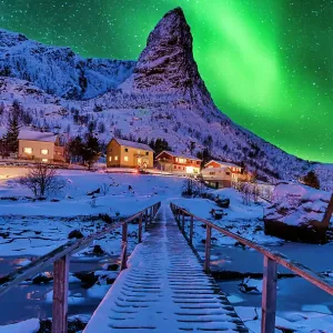 Reine Aurora borealis Northern Lights Winter Norway Lofoten Reine Aurora borealis Northern Lights Winter Norway Lofoten