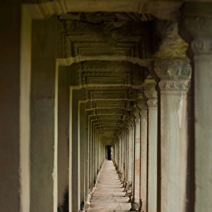 Repetition Stone Pillar Hallway Angkor Temple