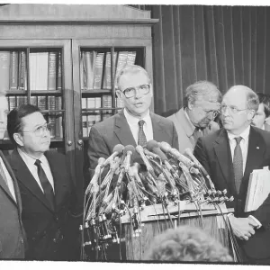 Representative Lee Hamilton Speaking at Press Conference on Iran Contra Issues