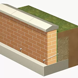 Retaining wall with drainage pipes
