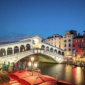 Rialto bridge at dusk, Venice, Italy