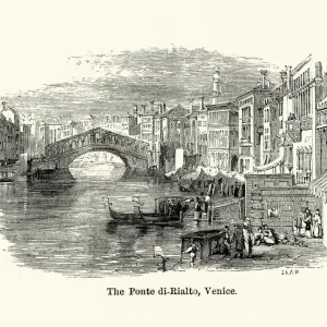 Rialtobrücke, Ponte di Rialto in Venedig (Italien), 19. Jahrhundert Rialtobrücke, Ponte di Rialto in Venedig (Italien), 19. Jahrhundert