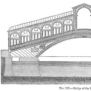 Rialto bridge in Venice engraving 1878