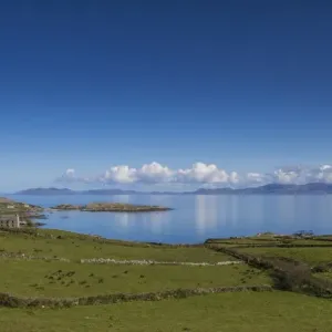 Ring of Kerry, view of the Irish Sea as seen from Coomatloukane, County Kerry, Ireland, Europe Ring of Kerry, view of the Irish Sea as seen from Coomatloukane, County Kerry, Ireland, Europe