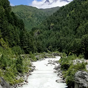 River and Mountain scenery, Nepal Everest Region