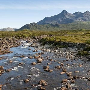 River Sligachan and Sgurr nan Gillean Mountain of Cuillin Range, Isle of Skye, Scotland, United Kingdom