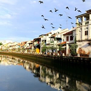 Along the river in the town of Melaka, Malaysia