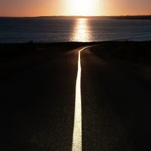 A road in Brittany at dusk, France