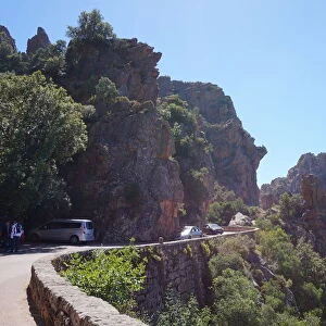Road through the Calanques of Piana, Corsica, France