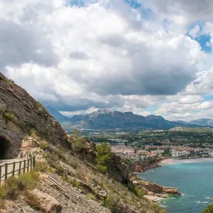 Road leading from El Faro Lighthouse, Serra Gelada Natural Park, Albir, Alicante, Spain Road leading from El Faro Lighthouse, Serra Gelada Natural Park, Albir, Alicante, Spain