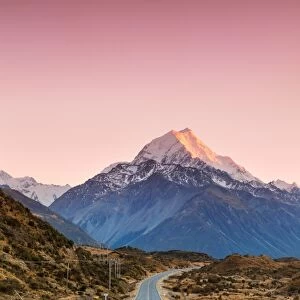Road leading to majestic Mt Cook, New Zealand