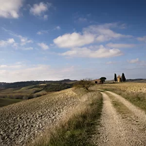 A road leading to vitaleta chapel in the landscape of Val d Orcia