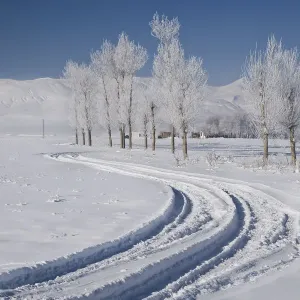 Road to Muradiye in snow, Van Province, Turkey Road to Muradiye in snow, Van Province, Turkey
