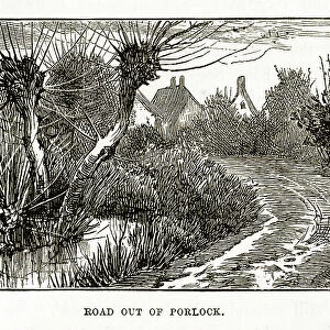 Road Out of Porlock, Exmoor, England Victorian Engraving, 1840