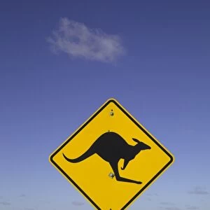 Roadside sign of kangaroos crossing, Australia
