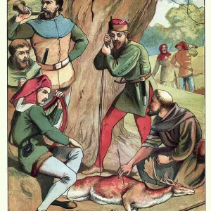 Robin Hood and his Merry Men hunting in Sherwood Forest Robin Hood and his Merry Men hunting in Sherwood Forest