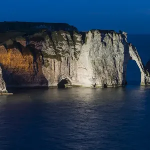 Rock arch, coast with chalk cliffs, Etretat, Normandy, France Rock arch, coast with chalk cliffs, Etretat, Normandy, France