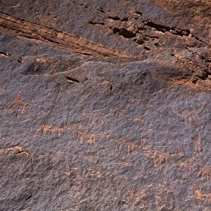 Rock drawing from the original inhabitants in the national park, Parque Nacional Talampaya, Argentina, South America