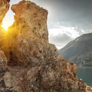 Rock formations overlooking ocean Rock formations overlooking ocean