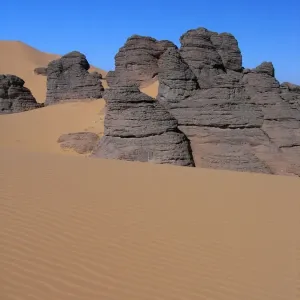 Rock formations in the sand of the Sahara Rock formations in the sand of the Sahara