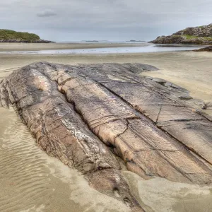Rock in sandy beach, Lettergesh East, Connemara, County Galway, Republic of Ireland, Europe Rock in sandy beach, Lettergesh East, Connemara, County Galway, Republic of Ireland, Europe