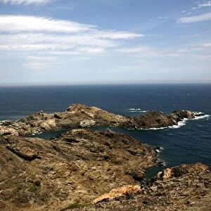 Rocky coast at Cap de Creus, the last eminences of the Pyrenees, Catalonia, Spain, Europe