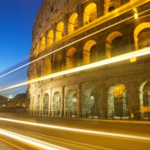 Roman Colosseum Night Print at Sunset in Rome, Italy