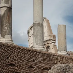 Roman Columns Print with Colosseum Background