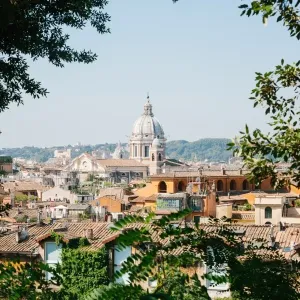 Rome skyline seen through the trees, Lazio, Italy Rome skyline seen through the trees, Lazio, Italy