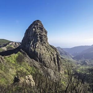 Roque de Agando rock in the Garajonay National Park, La Gomera, Canary Islands, Spain