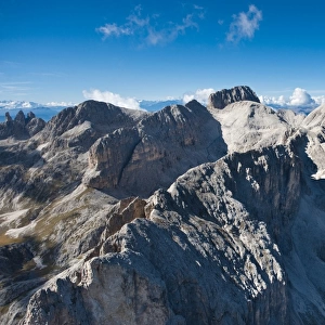 Rosengarten Group, Vajoletspitze mountain, Vajolettuerme mountain, Fallwand, Dolomites, Gran Croh, Trentino, Italy