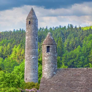 The Round Tower in Glendalough monastic site, County Wicklow, Ireland