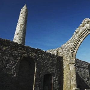 The round tower and ruins of the cathedral in Ardmore village