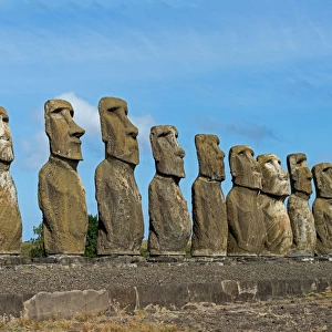 Row of Moai statues, Rano Raraku, Easter Island, Chile