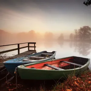 Wooded Lake Rowing Boats Print Wooded Lake Rowing Boats Print