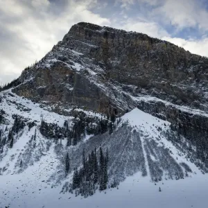 Rugged mountain with snow in winter Rugged mountain with snow in winter