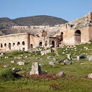 Ruins of the ancient theater at Hierapolis, world cultural heritage, Turkey