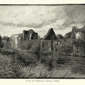 Ruins of Desmond Castle, Adare, County Limerick, Ireland, 19th Century Ruins of Desmond Castle, Adare, County Limerick, Ireland, 19th Century