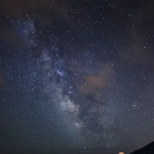 Ruins in Los Escullos and the Milky Way background