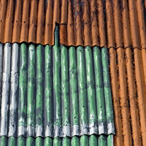 Rusty Corrugated iron roof, Faroe Islands, Faroe Islands, Denmark