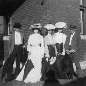 Vintage Black and White Print of Young Women with Fans Vintage Black and White Print of Young Women with Fans