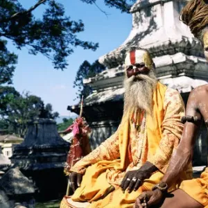 Sadhus Meditating Print Sadhus Meditating Print