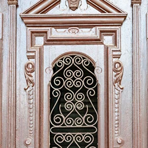 Sagua La Grande, Cuba, beautiful complex woodwork in colonial door