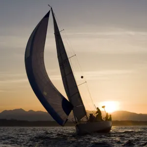 Sailboat at Sunset, Seattle, Washington