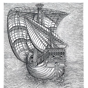 Sailing ship 15th century woodcut