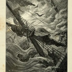 Sailors clinging to the mast of a sinking ship, Victorian