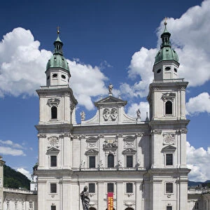 Salzburg Cathedral on Cathedral Square with St. Marys Column, Salzburg, Austria