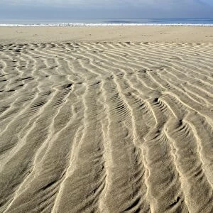 Sand ripple patterns on the beach, near Hvide Sande, Jutland, Denmark